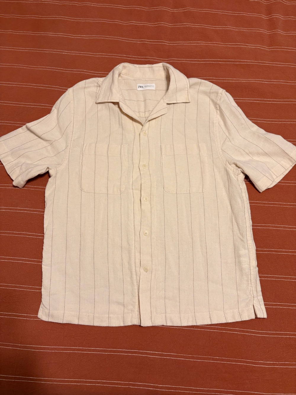 Zara Cream Short-Sleeve Button-Down